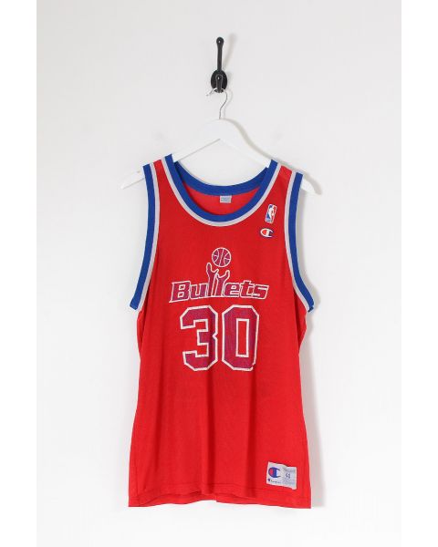 Vintage CHAMPION Washington Bullets NBA Basketball Jersey Vest Red Large